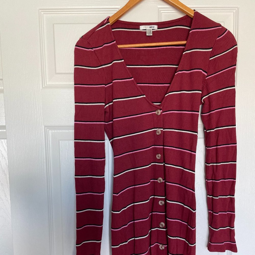 Amuse Society Red Ribbed Dress